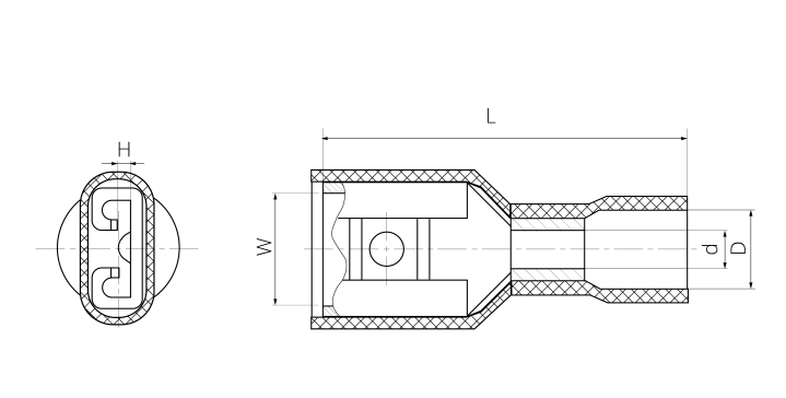 Конектор плоский з повною ізоляцією 1.5-2.5/6.3*0.8 (роз'єм)