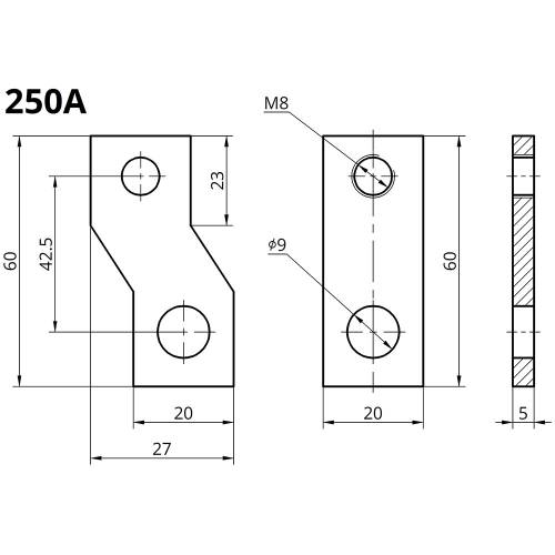 Шина перехідна до ВАМ8-250A (комплект 6шт) TAKEL