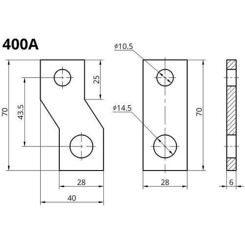 Шина перехідна до ВАМ8-400A (комплект 6шт) TAKEL