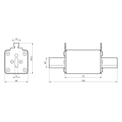 Плавка вставка запобіжника NH1 200А 80V DC TAKEL