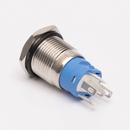 Кнопка металева КНМ-16-FJ-E 220V 1NO1NC плоска, червоний TAKEL