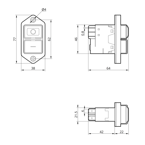 Пусковая электромагнитная кнопка ESSB-141YC 4pin, желтая рамка