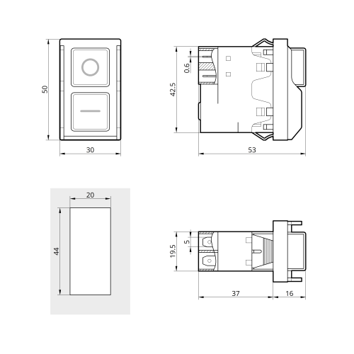 Пускова електромагнітна кнопка ESSB-11YC 4pin, жовта рамка