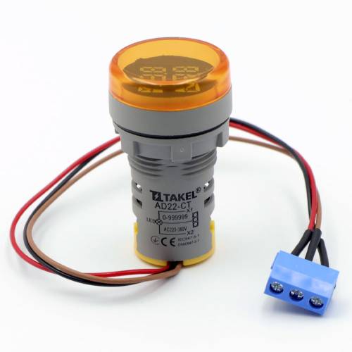 Світлодіодний лічильник подій AD22-CT, жовтий TAKEL