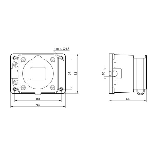 Розетка каучуковая с защитной крышкой 401 2Р+РЕ IP44 LEE
