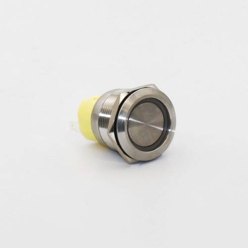 Кнопка металева КНМ-UL-22-FJ-E-Z 220V 1NO1NC плоска з фіксацією 5A, зелений TAKEL