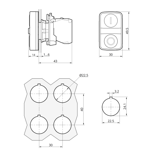 Кнопка управления двойная с подсветкой TK5-AW8365 1NO+1NC TAKEL
