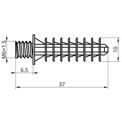 Дюбель нейлоновий CTH-3B M6x1.5 чорний (50шт) TAKEL