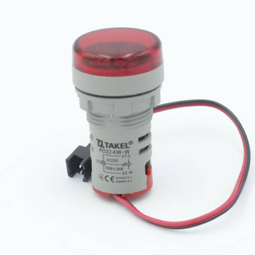 Светодиодный ваттметр AD22-KW-W (кВт-Вт), красный TAKEL