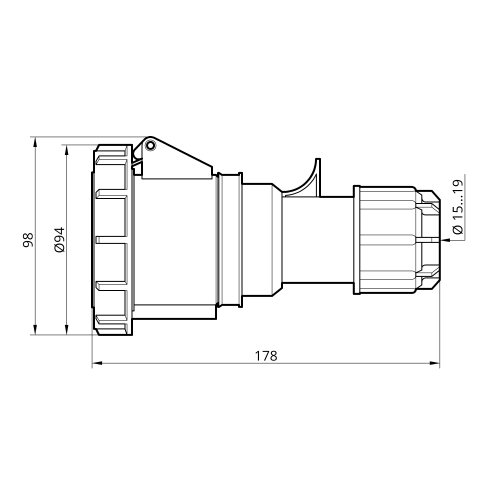 Розетка переносна 2242 32А 380В 3Р+Е IP67 Argent TAKEL