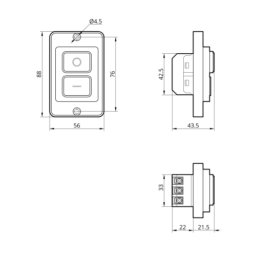 Кнопка Пуск-Стоп SSB-191YC 6pin на панелі, жовта рамка TAKEL