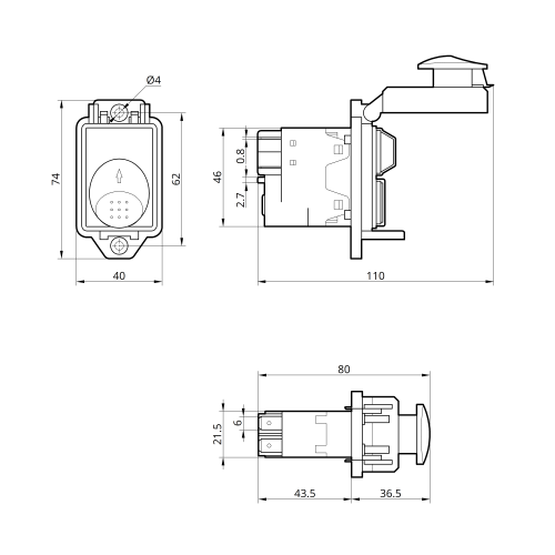 Пускова електромагнітна кнопка ESSB-62YC 5pin, жовта рамка