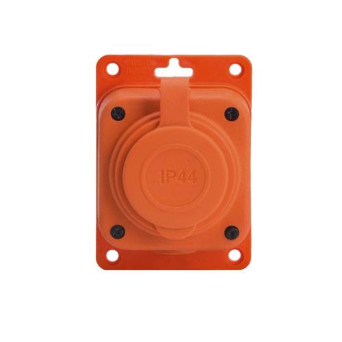Розетка каучукова стаціонарна 1KMP-O 2Р+РЕ 16А IP44 помаранчева
