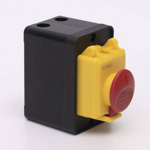 Пускова електромагнітна кнопка ESSB-33YC 4pin у корпусі, жовта рамка