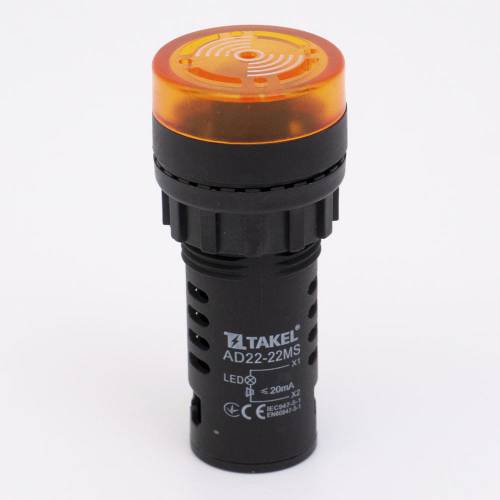 Зумер світлосигнальний AD22-22MS АC/DC 220В, жовтий TAKEL