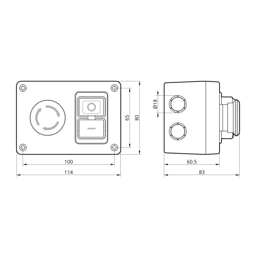 Пост кнопковий електромагнітний ESSB-211YC 4pin з аварійною кнопкою TAKEL