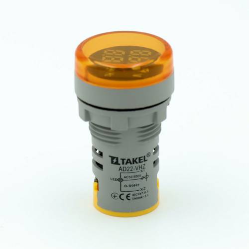 Світлодіодний вольтметр-частотомір AD22-VHZ, жовтий TAKEL