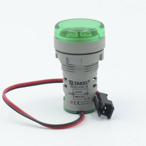 Светодиодный ваттметр AD22-KW-W (кВт-Вт), зелёный TAKEL
