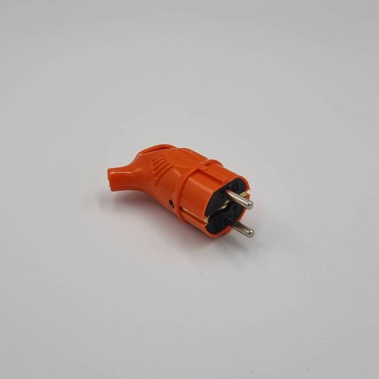 Вилка каучукова кутова з вухом RPAEO помаранчева 2Р+РЕ IP44 TAKEL