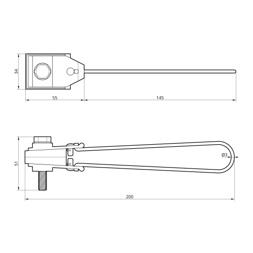 Затиcкач анкерний натяжний PA2/35 (2×16-35мм2) TAKEL