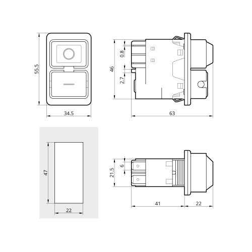 Пускова електромагнітна кнопка ESSB-102YC 5pin, жовта рамка