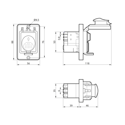 Пусковая электромагнитная кнопка ESSB-172YC 7pin на панеле, желтая рамка