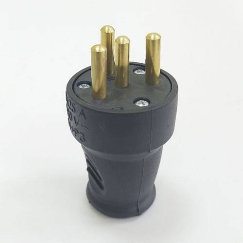 Вилка каучукова пряма 412 3Р+РЕ IP44, 25А 380В TAKEL