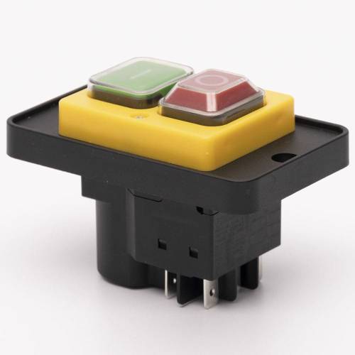 Пусковая электромагнитная кнопка ESSB-161YC 6pin на панеле, желтая рамка