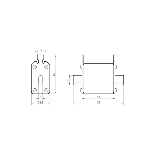 Плавка вставка запобіжника NH00 100А 80V DC TAKEL